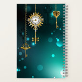 アンティークスケルトン鍵の緑の背景 ノートブック (裏面)