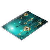 アンティークスケルトン鍵の緑の背景 ノートブック (左側)