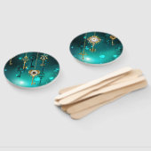 アンティークスケルトン鍵の緑の背景 ハンドファン (組立なし)