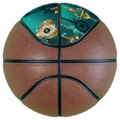 アンティークスケルトン鍵の緑の背景 バスケットボール (右)