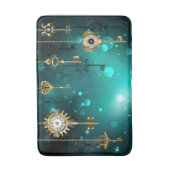 アンティークスケルトン鍵の緑の背景 バスマット (正面縦)