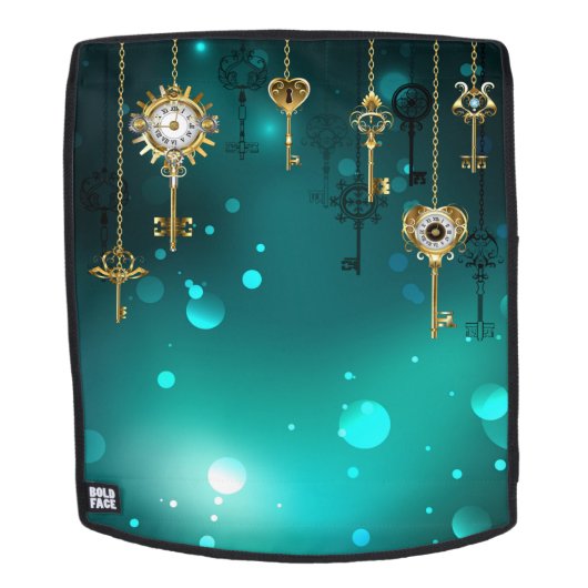 アンティークスケルトン鍵の緑の背景 バックパック (取り外し可フェース)