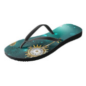 アンティークスケルトン鍵の緑の背景 ビーチサンダル (アングル)