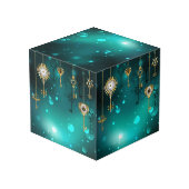 アンティークスケルトン鍵の緑の背景 フォトキューブ (裏面アングル)