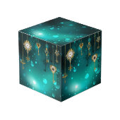 アンティークスケルトン鍵の緑の背景 フォトキューブ (正面アングル)