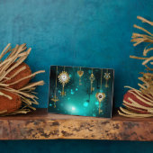 アンティークスケルトン鍵の緑の背景 フォトプラーク (側面)