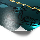 アンティークスケルトン鍵の緑の背景 フォトプリント            (角)