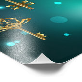 アンティークスケルトン鍵の緑の背景 フォトプリント            (角)