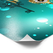 アンティークスケルトン鍵の緑の背景 フォトプリント            (角)