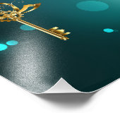 アンティークスケルトン鍵の緑の背景 フォトプリント            (角)