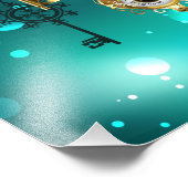 アンティークスケルトン鍵の緑の背景 フォトプリント            (角)