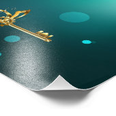 アンティークスケルトン鍵の緑の背景 フォトプリント            (角)