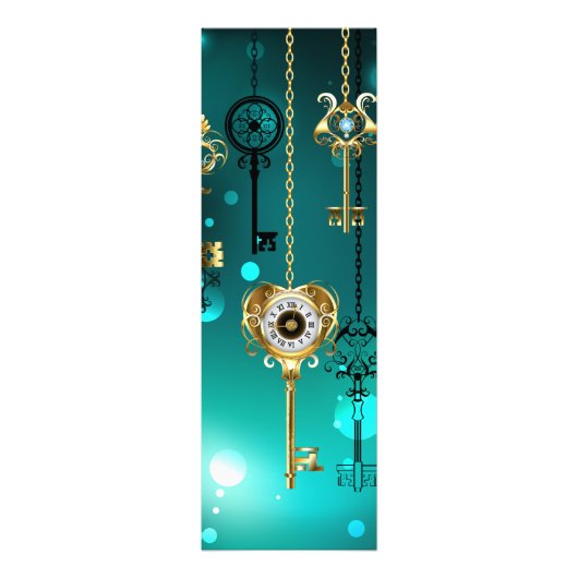 アンティークスケルトン鍵の緑の背景 フォトプリント            (正面)