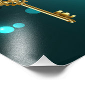 アンティークスケルトン鍵の緑の背景 フォトプリント            (角)