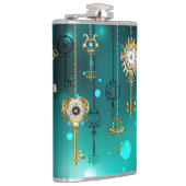 アンティークスケルトン鍵の緑の背景 フラスク (右)