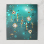 アンティークスケルトン鍵の緑の背景 プレイスカード (外部開封)