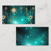 アンティークスケルトン鍵の緑の背景 プレイスカード (正面/裏面)