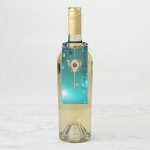 アンティークスケルトン鍵の緑の背景 ボトルネックタグ (ボトル)