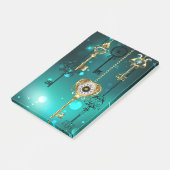 アンティークスケルトン鍵の緑の背景 ポストイット (アングル)