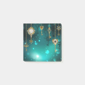 アンティークスケルトン鍵の緑の背景 ポストイット (正面)