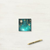 アンティークスケルトン鍵の緑の背景 ポストイット (デスク上)