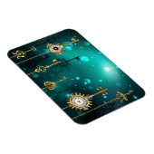 アンティークスケルトン鍵の緑の背景 マグネット (右側)