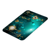 アンティークスケルトン鍵の緑の背景 マグネット (左側)