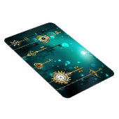 アンティークスケルトン鍵の緑の背景 マグネット (右側)