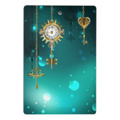 アンティークスケルトン鍵の緑の背景 ミニクリップボード (裏面)