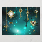 アンティークスケルトン鍵の緑の背景 メニュー (正面)