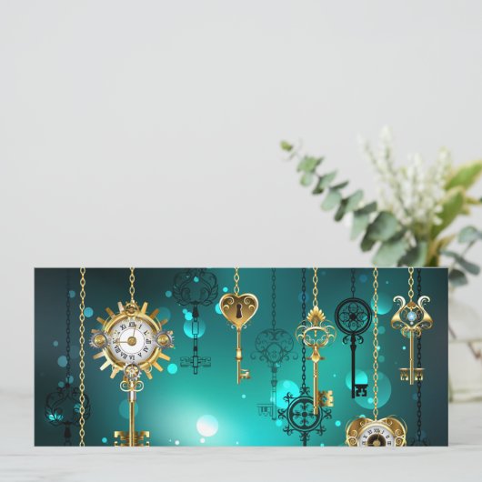 アンティークスケルトン鍵の緑の背景 メニュー (スタンド正面)