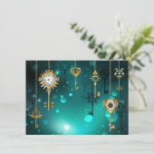 アンティークスケルトン鍵の緑の背景 メニュー (スタンド正面)