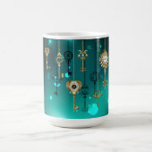 アンティークスケルトン鍵の緑の背景 モーフィングマグカップ (中央)