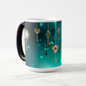 アンティークスケルトン鍵の緑の背景 モーフィングマグカップ (正面左)