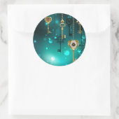 アンティークスケルトン鍵の緑の背景 ラウンドシール (バッグ)