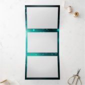 アンティークスケルトン鍵の緑の背景 三つ折りカード (内部)