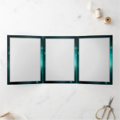 アンティークスケルトン鍵の緑の背景 三つ折り招待状 (内部)