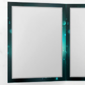 アンティークスケルトン鍵の緑の背景 三つ折り招待状 (内部最初)