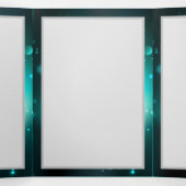 アンティークスケルトン鍵の緑の背景 三つ折り招待状 (内部中)