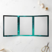 アンティークスケルトン鍵の緑の背景 三つ折り案内状 (内部)