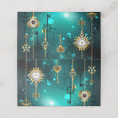 アンティークスケルトン鍵の緑の背景 予約カード (外部開封)