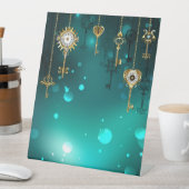 アンティークスケルトン鍵の緑の背景 台座サイン (インサイチュ)