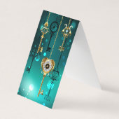 アンティークスケルトン鍵の緑の背景 名刺 (正面)