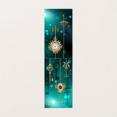 アンティークスケルトン鍵の緑の背景 名刺 (外部フラット)