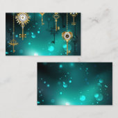 アンティークスケルトン鍵の緑の背景 名刺 (正面/裏面)