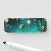 アンティークスケルトン鍵の緑の背景 名札 (インサイチュ)