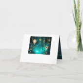 アンティークスケルトン鍵の緑の背景 招待状 (裏面)