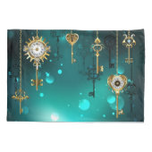 アンティークスケルトン鍵の緑の背景 枕カバー (裏面)