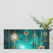 アンティークスケルトン鍵の緑の背景 案内状 (スタンド正面)