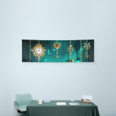 アンティークスケルトン鍵の緑の背景 横断幕 (トレードショー)